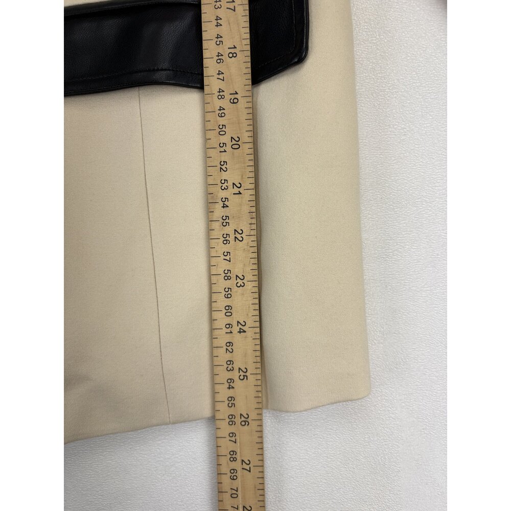 Dolce Cabo Cream Blazer with Black Faux-Leather Trim, Size L - Picture 12 of 12